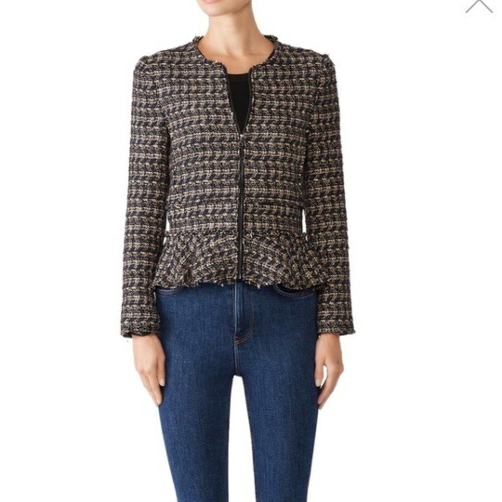 Rebecca Taylor Multi Tweed Ruffle Blazer, NWT, Size 10 - Picture 5 of 13